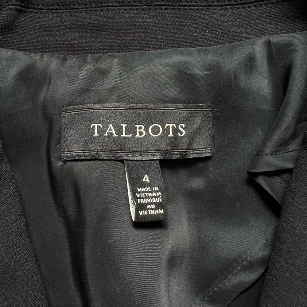 Talbots Black White Trim Luxe Knit Banded Single-Breasted Blazer Jacket - Sz 4 - Picture 8 of 11